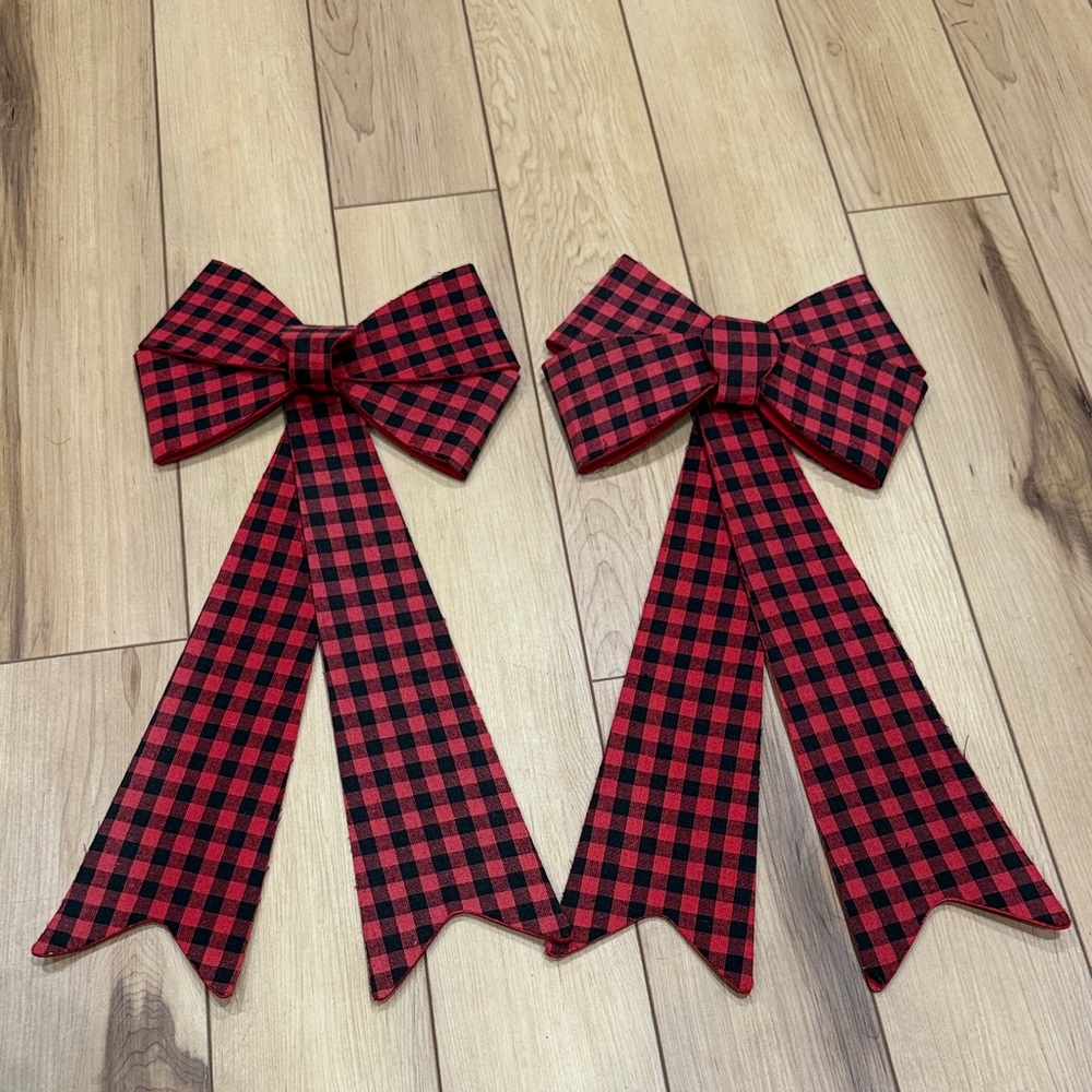 Handmade Red and Black Plaid Bows
